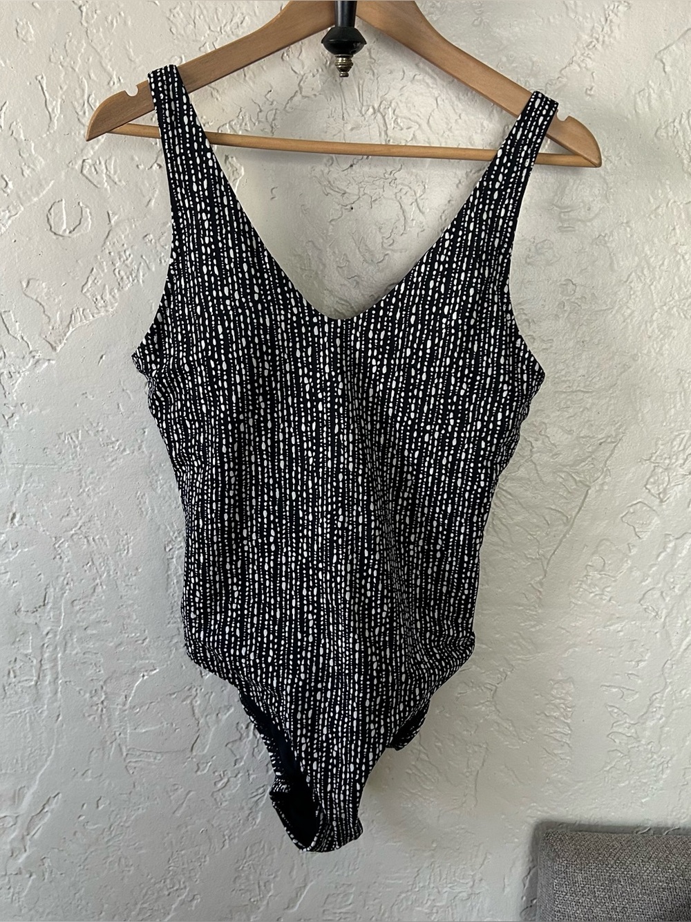 Athleta Seychelles One Piece Swimsuit in  Black/White Rice Pearl Pattern